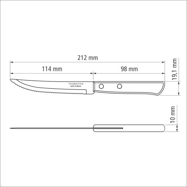 Tramontina Churrasco Steak Knife Traditional 6 Piece Set - Cafe Supply