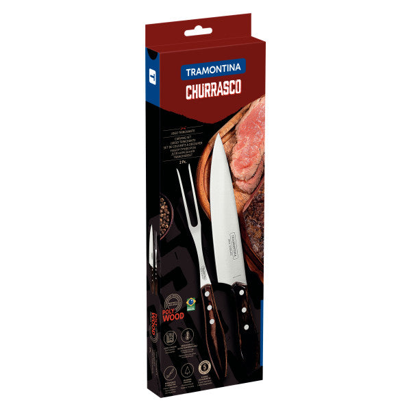 Tramontina Churrasco Barbecue Set Polywood 2 Piece Set