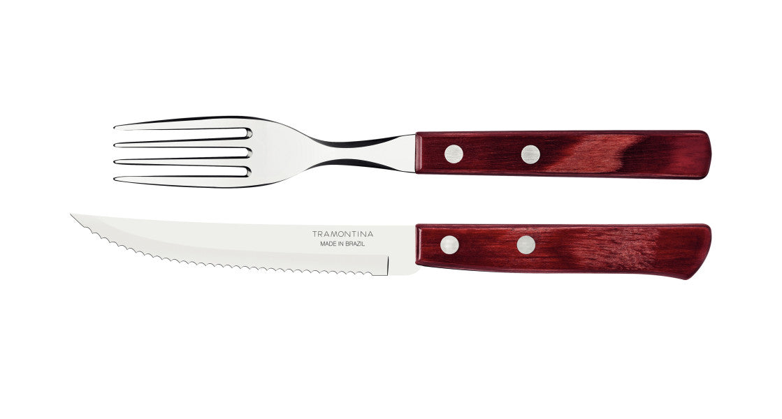 Tramontina Churrasco Steak Knife Polywood Traditional Steak Set Red 12pc - Cafe Supply