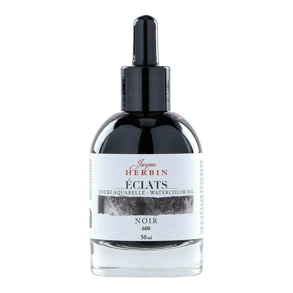 Jacques Herbin Eclats Watercolour Ink 600 Black 50ml - Cafe Supply