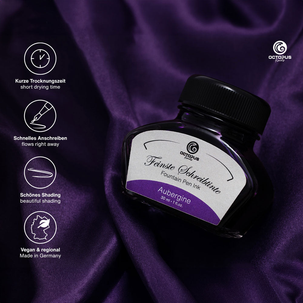 Octopus Fluids Fountain Pen Ink Aubergine 30ml - Cafe Supply