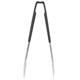 12-inch stainless steel one-piece scalloped tongs with black Kool-Touch® handle - Cafe Supply
