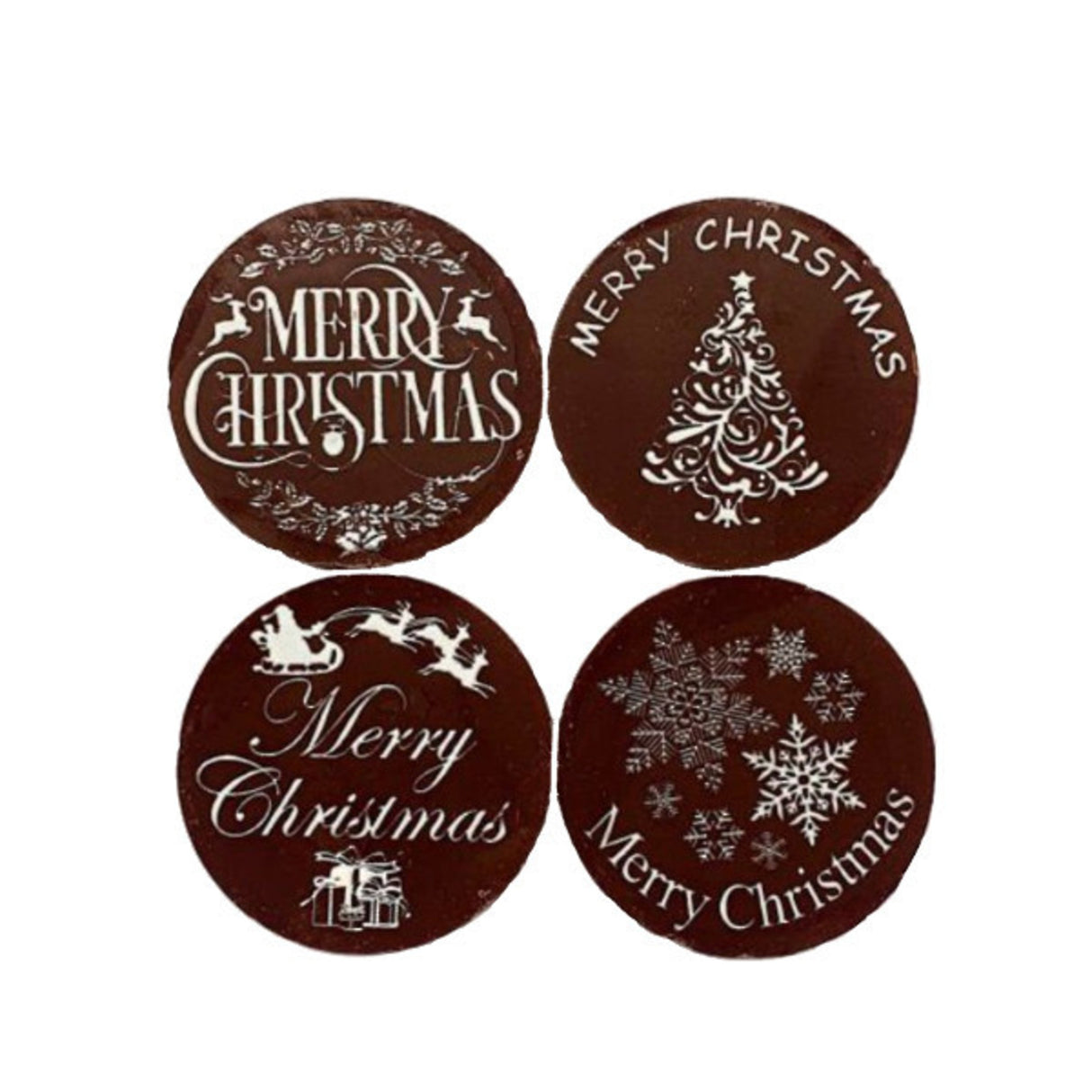 Chocolate Dark "Christmas Assorted" Round 50mm - Cafe Supply