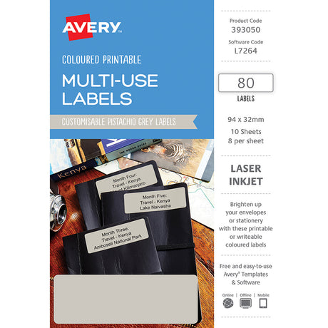 Avery Labels L7264 Pistachio 32x94 A5 8up 10 Sheets - Cafe Supply