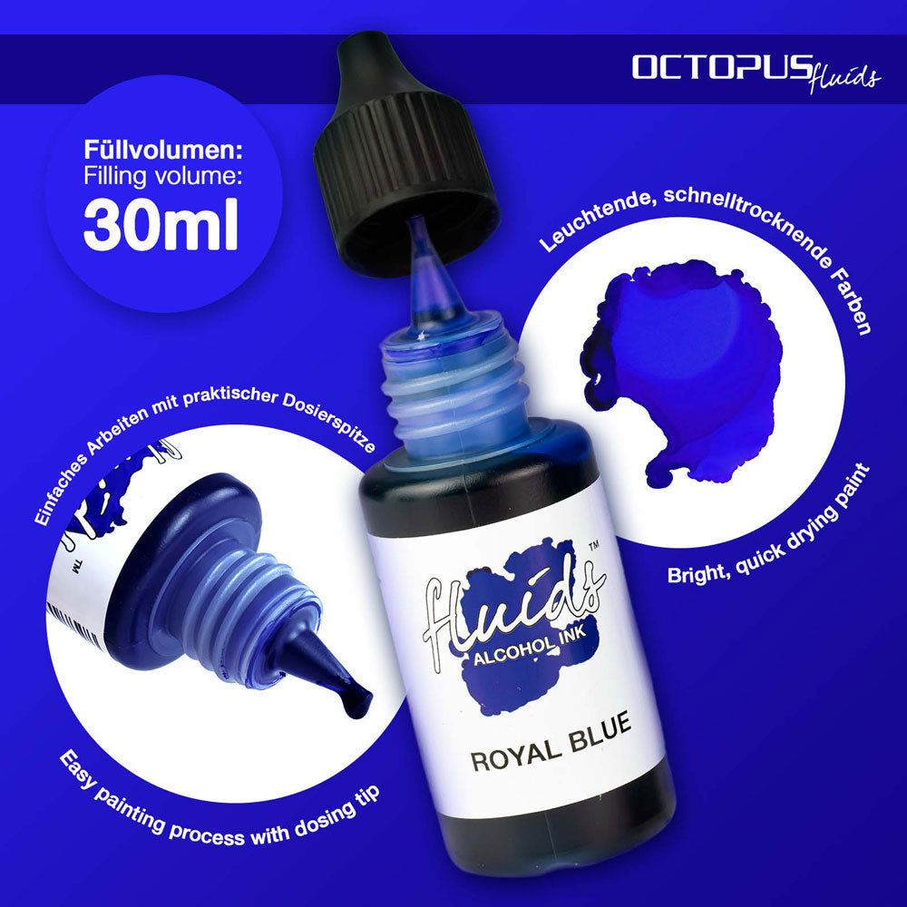 Octopus Fluids Alcohol Ink Royal Blue 30ml - Cafe Supply
