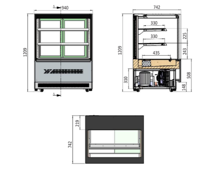 UPRIGHT SQUARE CAKE SHOWCASE 1200 MM FRIDGE DF127F