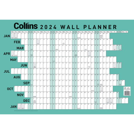 Collins Wallplanner A2 Unlaminated Even Year - Cafe Supply