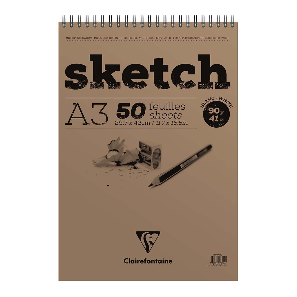 Clairefontaine Sketch Spiral Pad A3 White - Cafe Supply