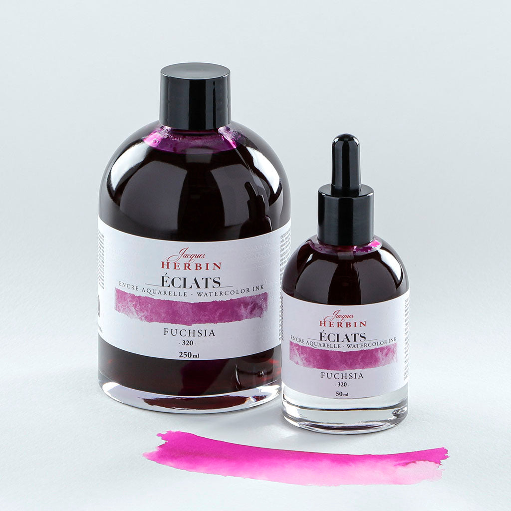Jacques Herbin Eclats Watercolour Ink 320 Fuchsia 50ml - Cafe Supply