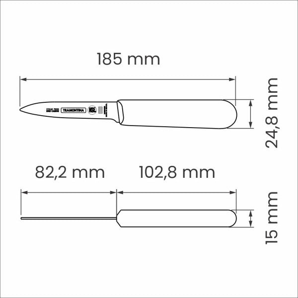 Tramontina Professional Master Black Paring Knife Straight 3", 8cm - Cafe Supply