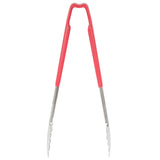 12-inch stainless steel one-piece scalloped tongs with red Kool-Touch® handle - Cafe Supply