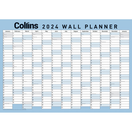 Collins Wallplanner Large 700 X990mm Unlaminated Even Year