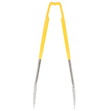 12-inch stainless steel one-piece scalloped tongs with yellow Kool-Touch® handle - Cafe Supply