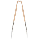 12-inch stainless steel one-piece scalloped tongs with tan Kool-Touch® handle - Cafe Supply