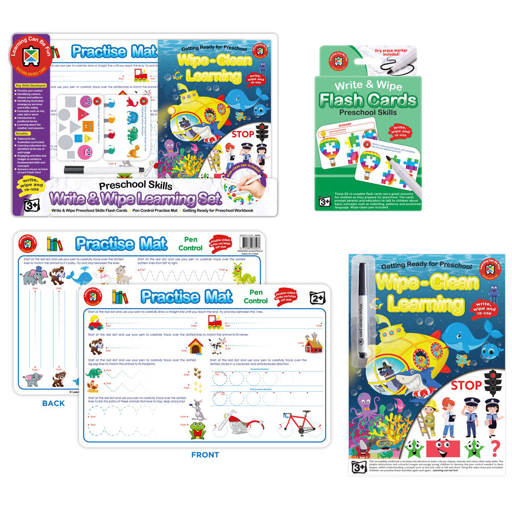 LCBF Write & Wipe Learning Set Preschool Skills - Cafe Supply