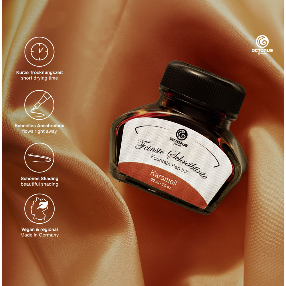 Octopus Fluids Fountain Pen Ink Caramel (Karamell) 30ml - Cafe Supply