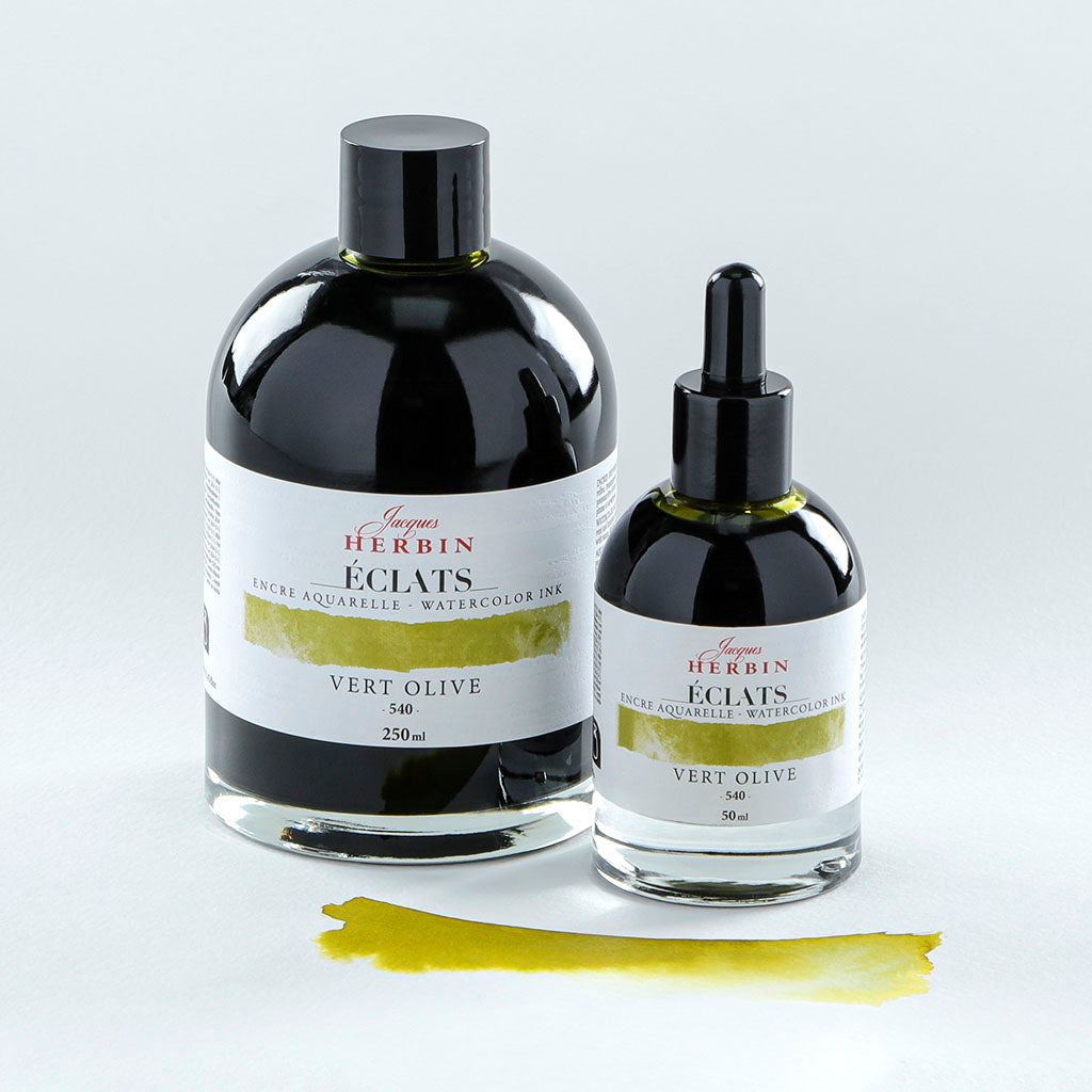 Jacques Herbin Eclats Watercolour Ink 540 Olive Green 50ml - Cafe Supply