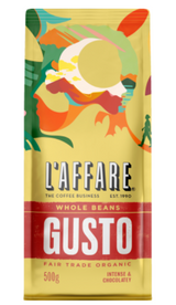 L'affare Gusto Fair Trade Organic Whole Beans Coffee 500g - Cafe Supply