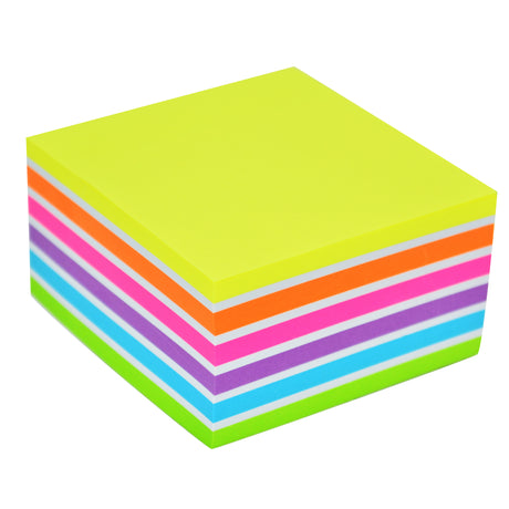 Stick'n Note Cube 76x76mm 400 Sheets Neon Pastel Mix - Cafe Supply
