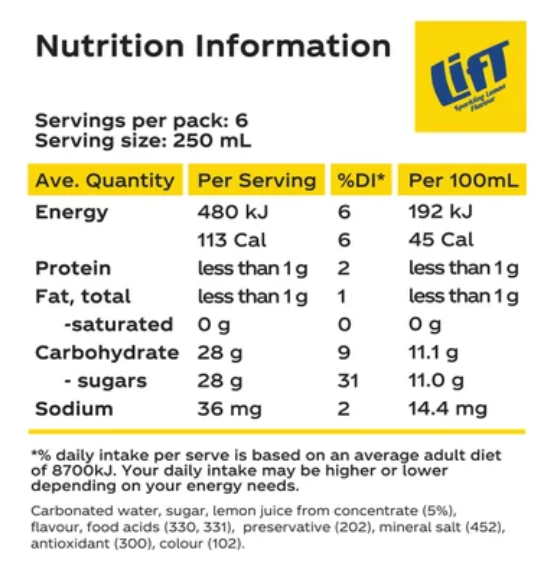 Lift Sparkling Lemon Fruit Drink 1.5l - Cafe Supply