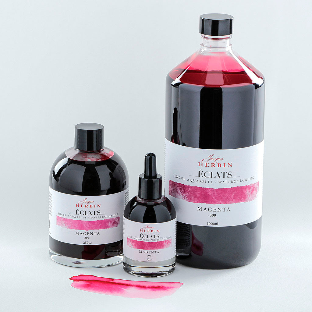 Jacques Herbin Eclats Watercolour Ink 300 Magenta 50ml - Cafe Supply