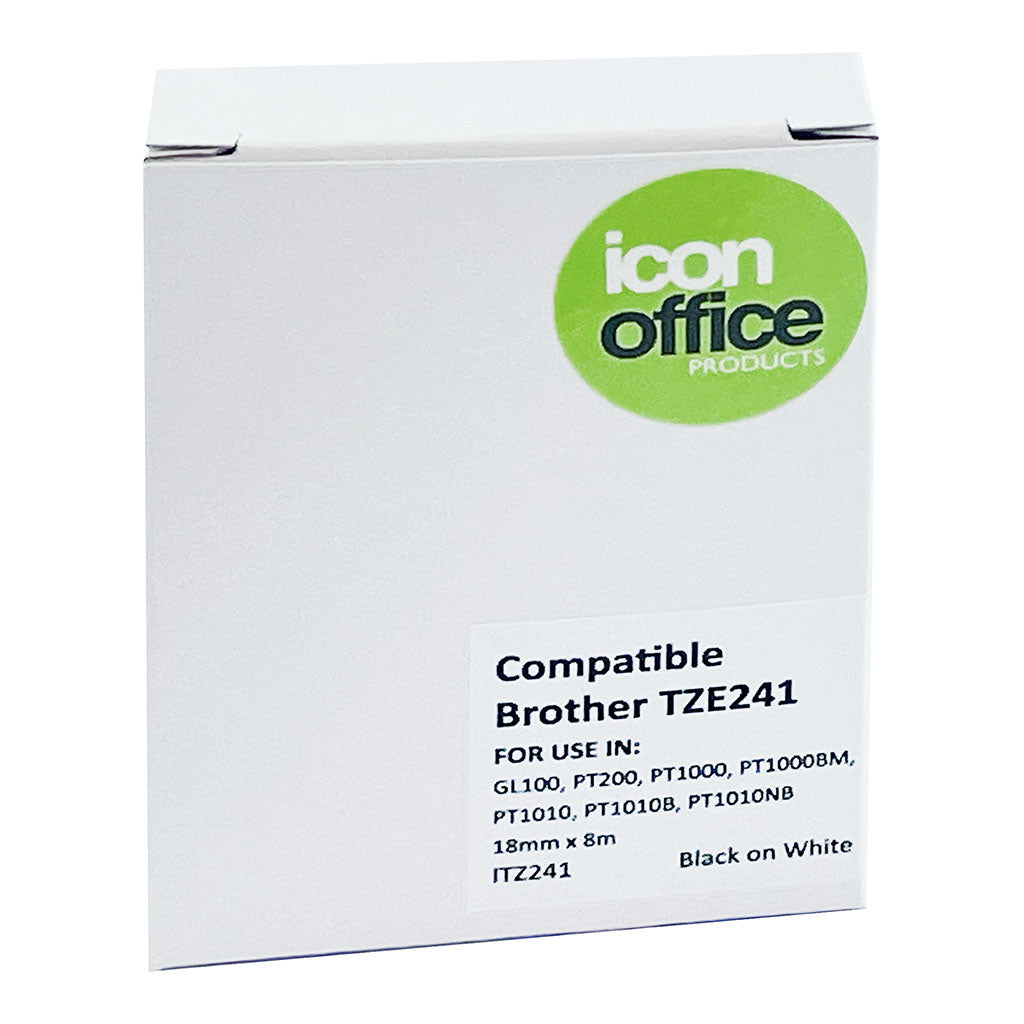 Icon Compatible Brother TZ Tape 18mm Black on White - Cafe Supply