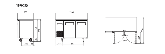 UNDERCOUNTER FRIDGE 1200 MM YPF9020 - Cafe Supply