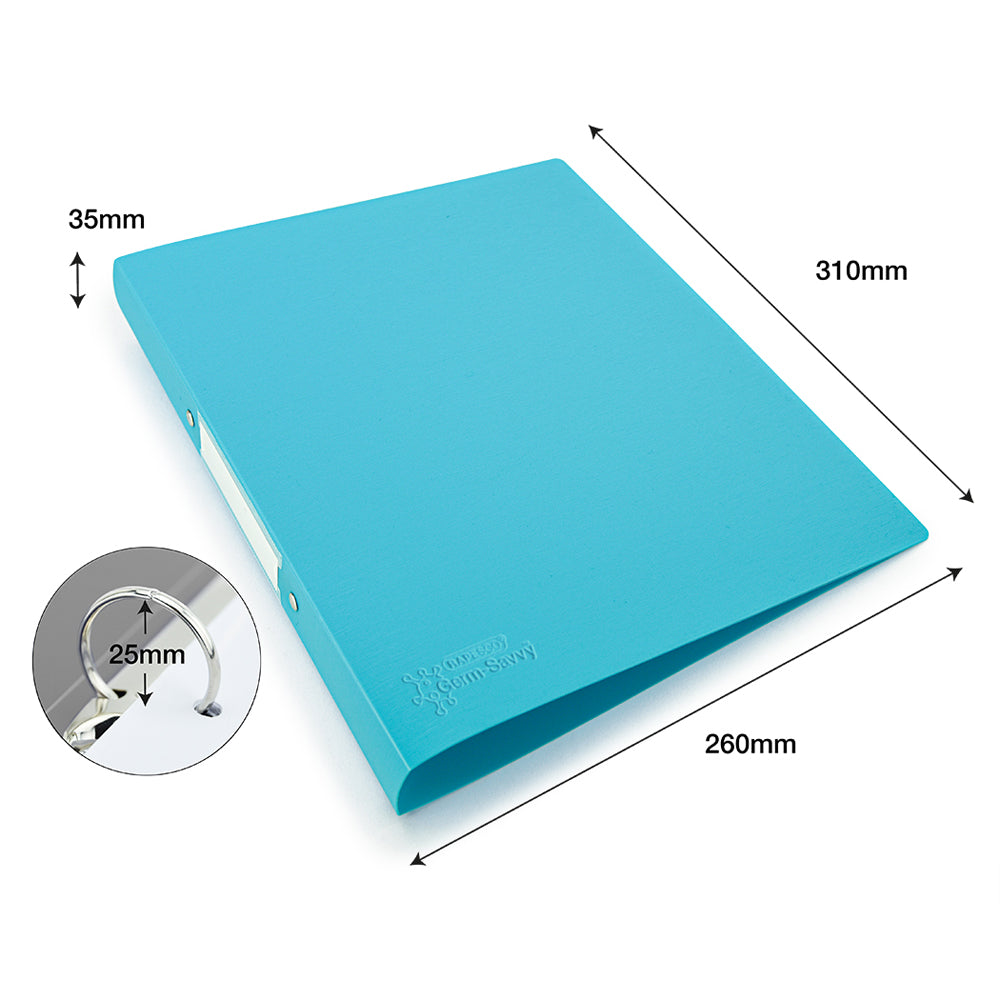 Rapesco Germ-Savvy Antibacterial A4 PP Ring Binder 2/25 Aqua - Cafe Supply