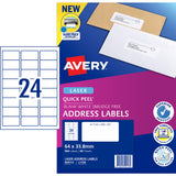 Avery Quick Peel Address Labels L7159 White 64x33.8 24up 40 Sheet - Cafe Supply