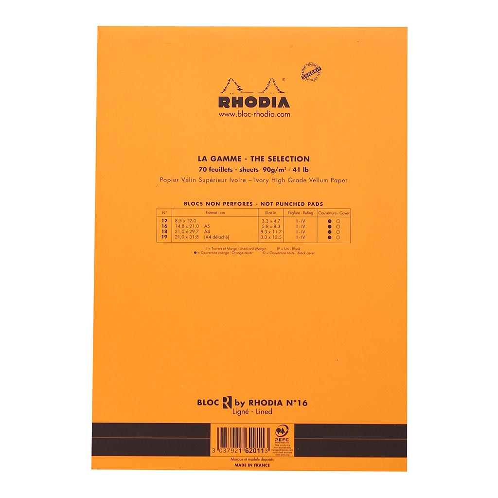 Rhodia le R Pad No. 16 A5 Lined Orange - Cafe Supply