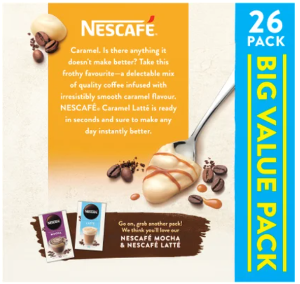 Nescafe Caramel Latte Coffee Sachets Value Pack 26pk