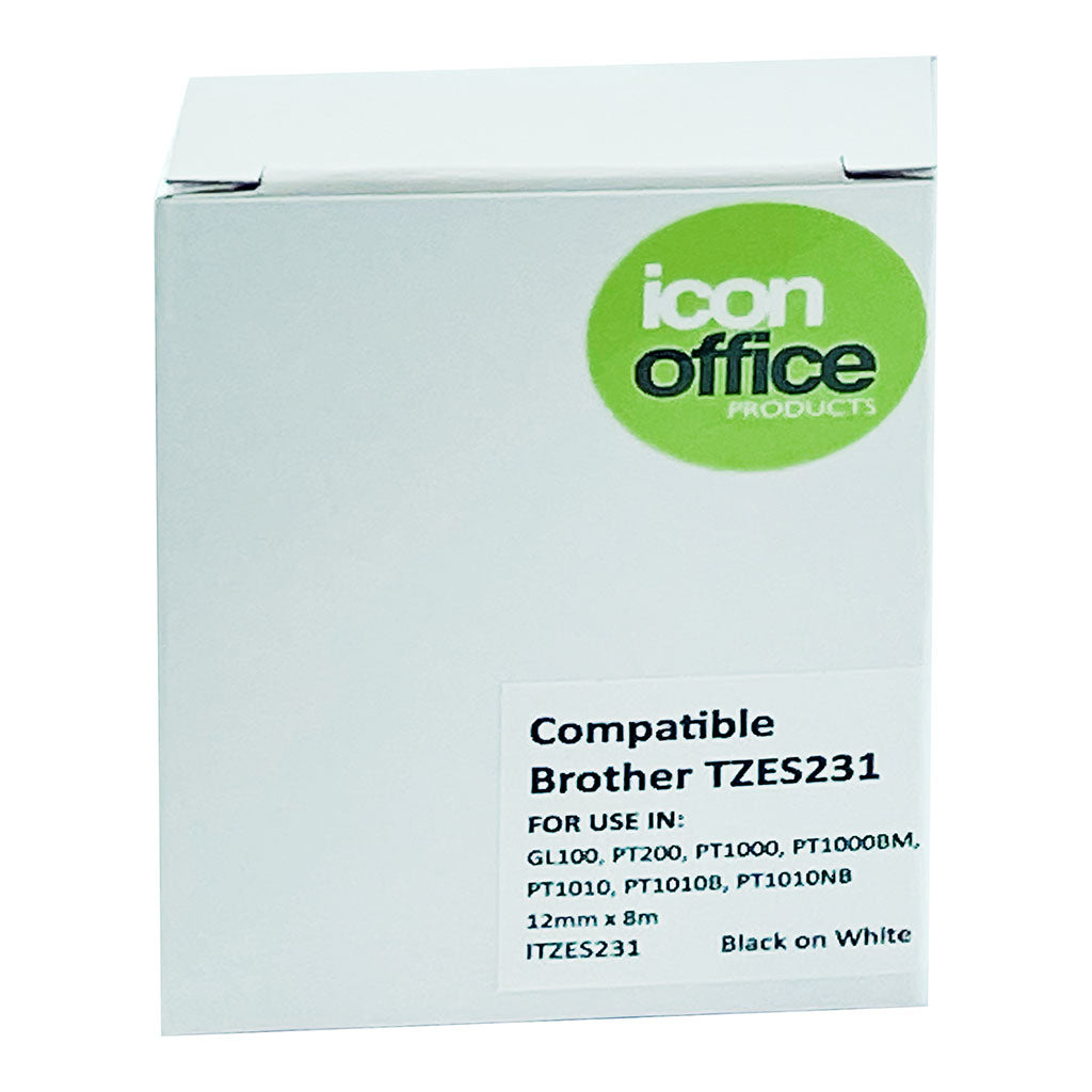 Icon Compatible Brother Strong TZ Tape 12mm Black on White - Cafe Supply
