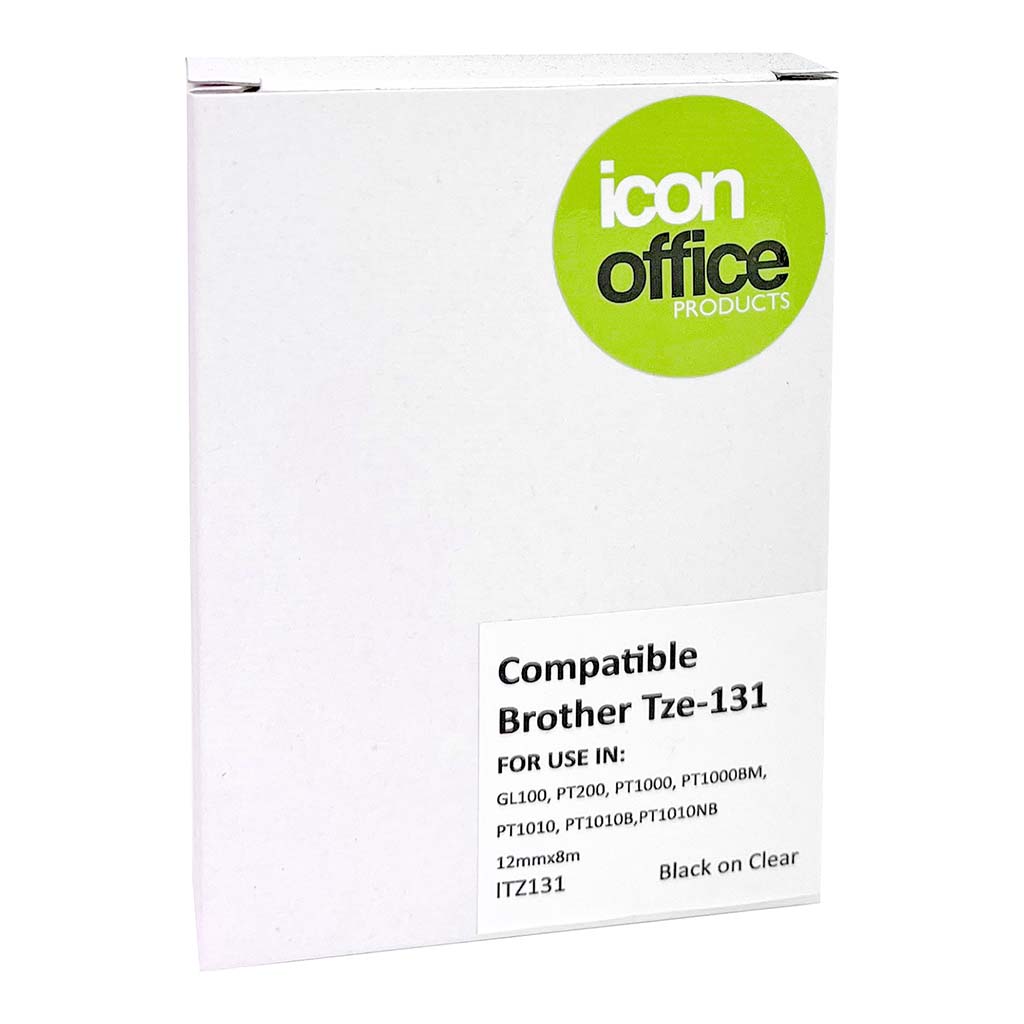Icon Compatible Brother TZ Tape 12mm Black on Clear - Cafe Supply