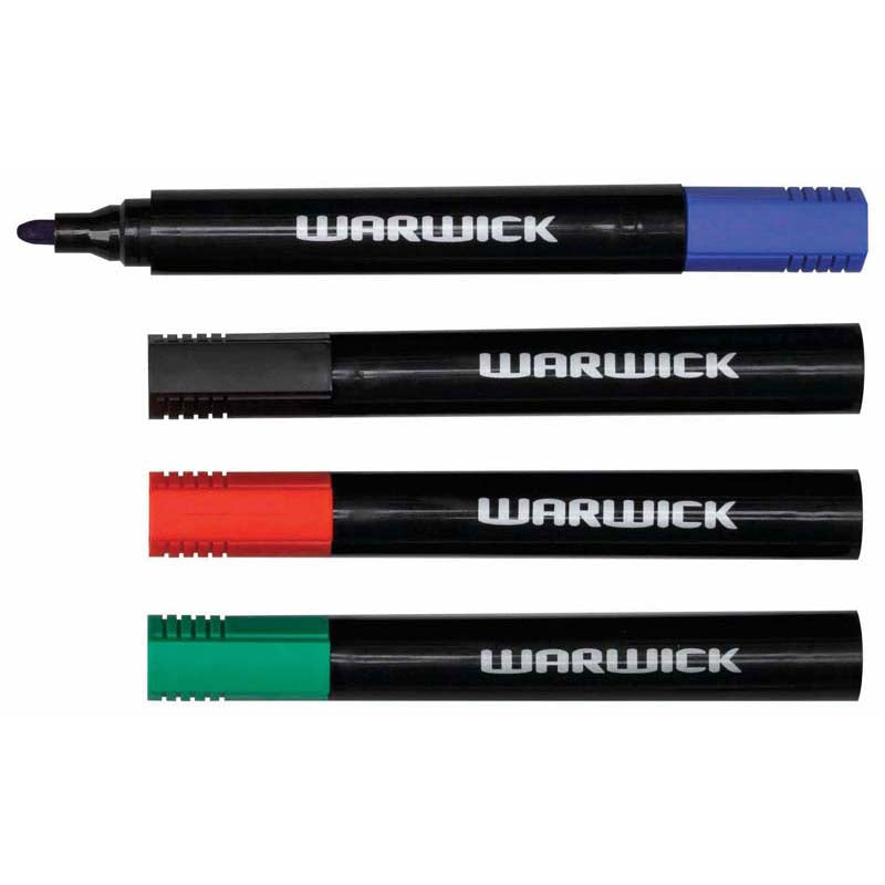 Warwick Marker Assorted Bullet Tip Permanent Box 12 - Cafe Supply