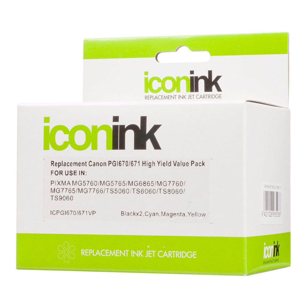 Icon Compatible Canon PGI670 CLI671 BBCMY Ink Value Pack - Cafe Supply