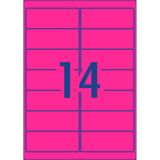 Avery Shipping Label L7163FP Flo Pink Laser 99.1x38.1mm 14up 25 Sheets - Cafe Supply