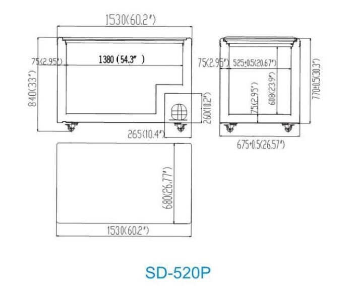 GLASS TOP CHEST FREEZER 520P SD-520P