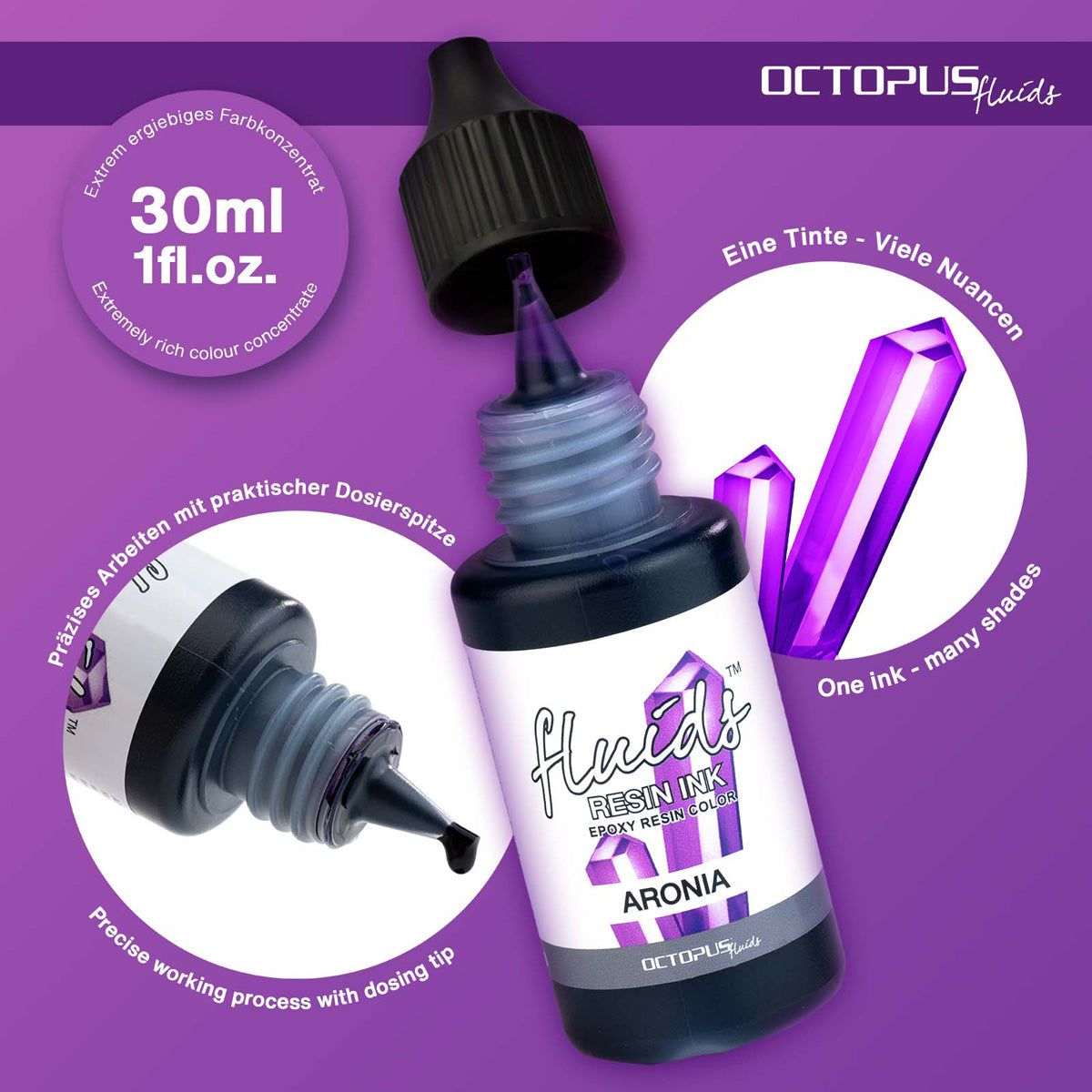 Octopus Fluids Resin Ink Aronia Violet 30ml - Cafe Supply