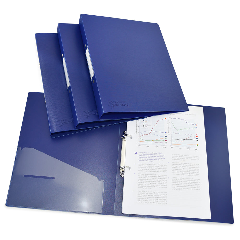 Rapesco Germ-Savvy Antibacterial A4 PP Ring Binder 2/25 Blue - Cafe Supply