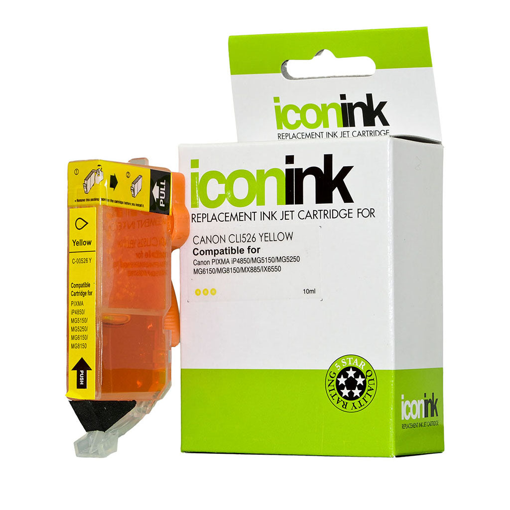 Icon Compatible Canon CLI526 Yellow Ink Cartridge - Cafe Supply
