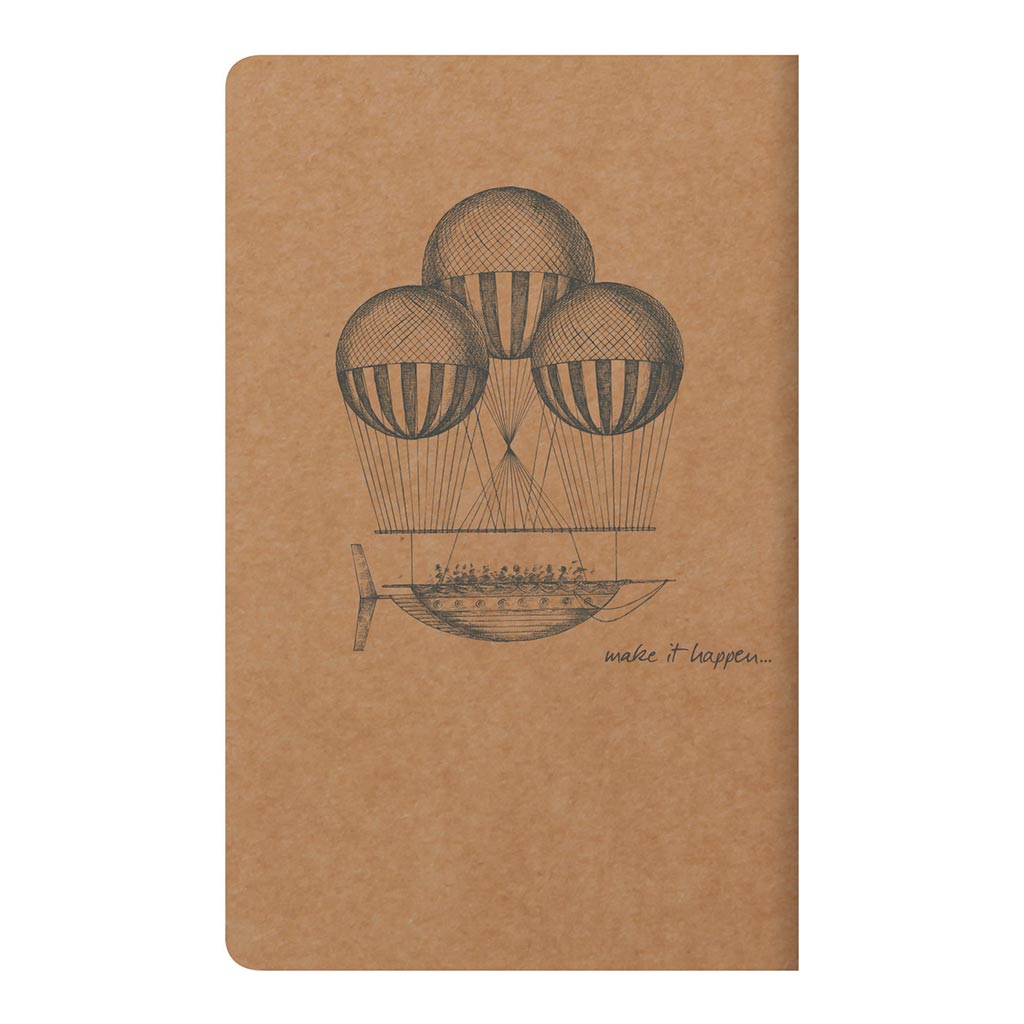 Flying Spirit Sewn Notebook 7.5x12cm Kraft - Cafe Supply