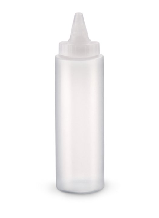 12-ounce Traex® Color Mate clear squeeze dispenser with FlowCut™ cap - Cafe Supply