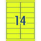 Avery Shipping Label L7163FY Flo Yellow Laser 99.1x38.1mm 14up 25 Sheets - Cafe Supply