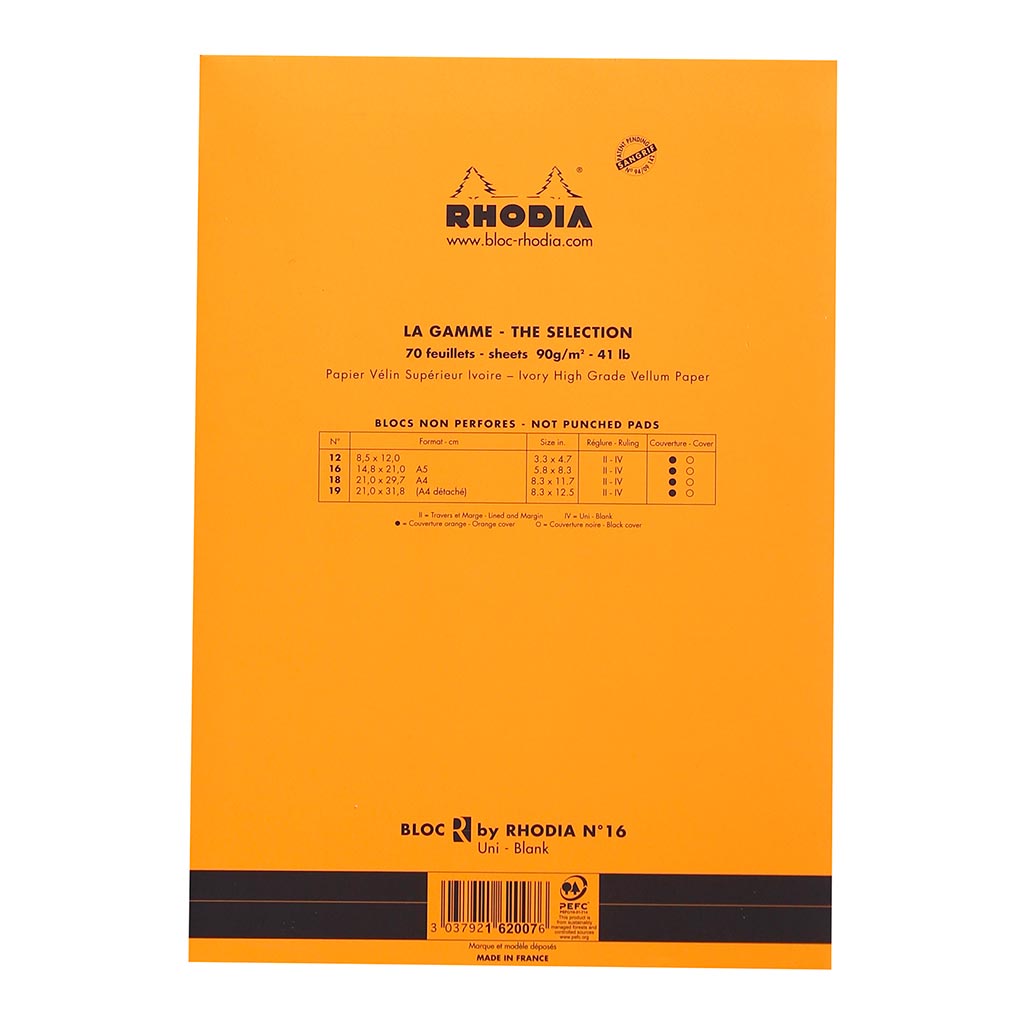 Rhodia le R Pad No. 16 A5 Blank Orange - Cafe Supply