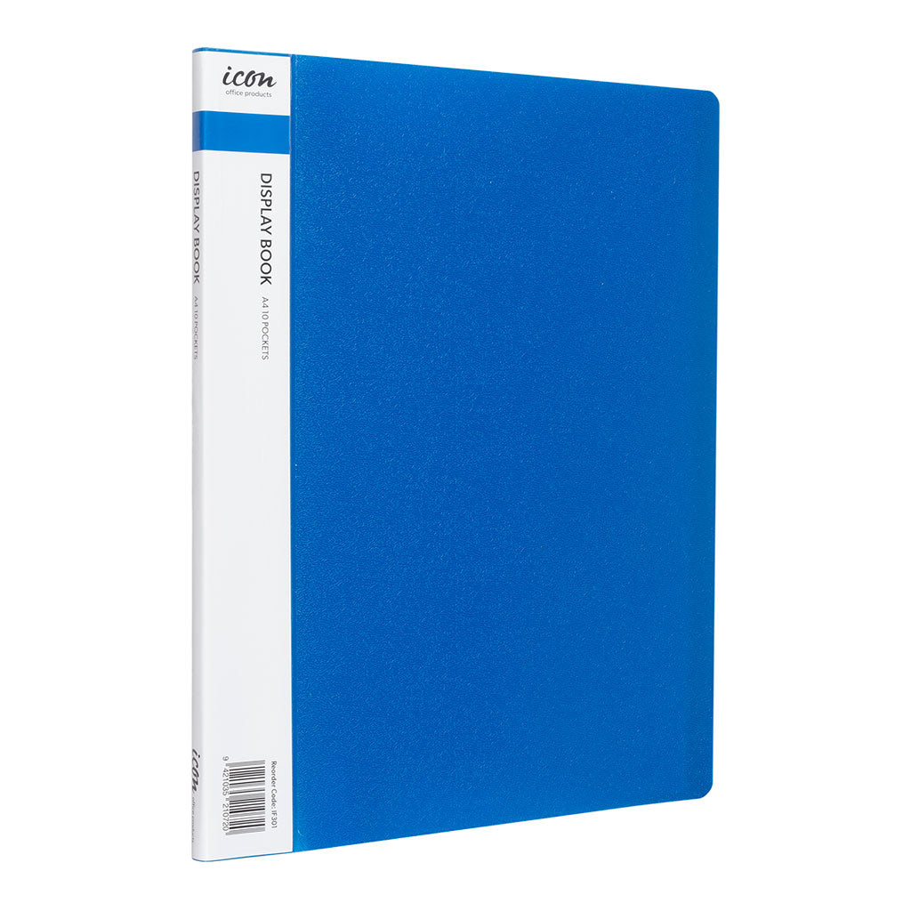 Icon Display Book A4 with Insert Spine 10 Pocket Blue - Cafe Supply