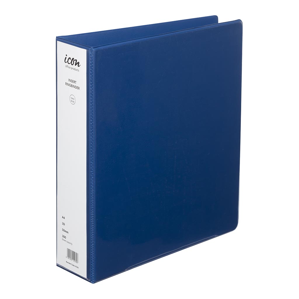 Icon Insert Binder A4 2D 50mm Navy Blue - Cafe Supply