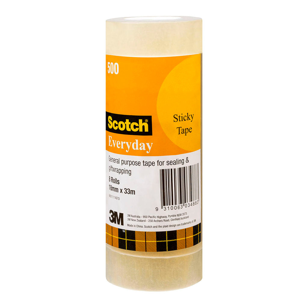 Scotch Everyday Tape 500 18mmx33m, Pack of 8 - Cafe Supply