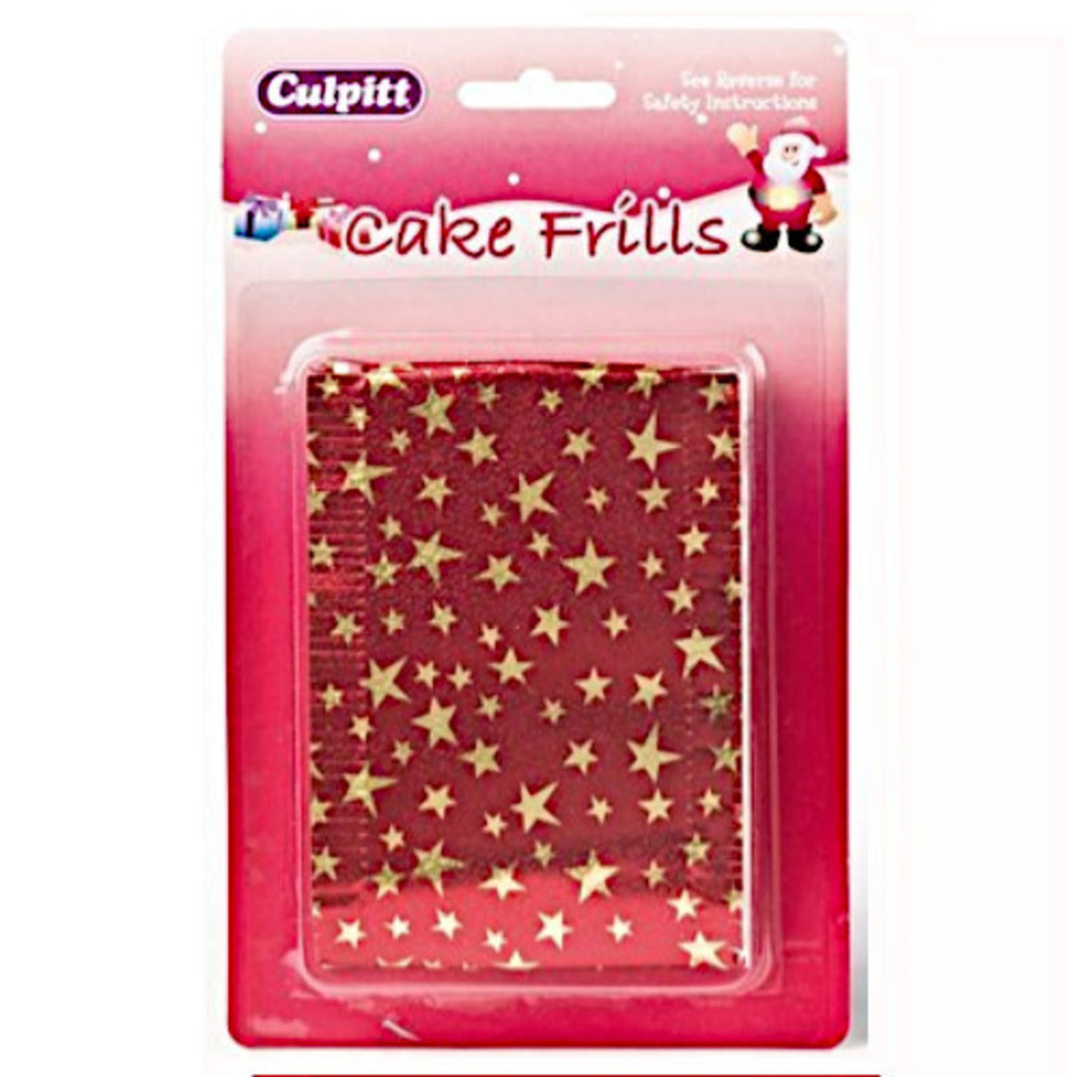 Christmas Frill Gold Star on Red (914mm, 83mm width) - Cafe Supply