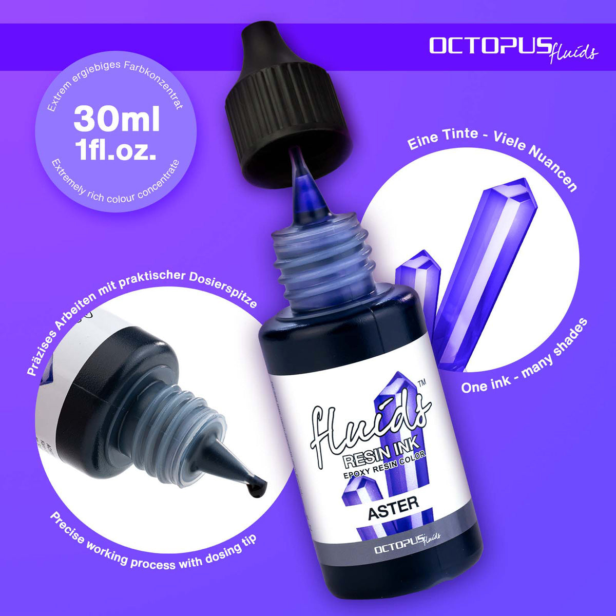 Octopus Fluids Resin Ink Aster Violet 30ml - Cafe Supply