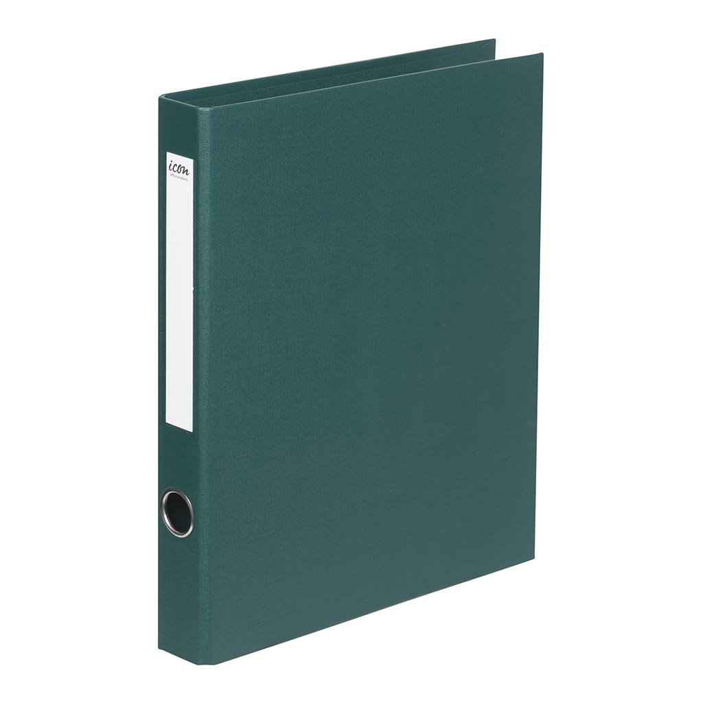 Icon Ringbinder Linen A4 2D 26mm Forest Green - Cafe Supply